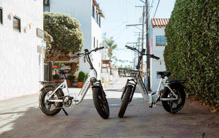 Two Kingbull literider electric Ebike parked on the road