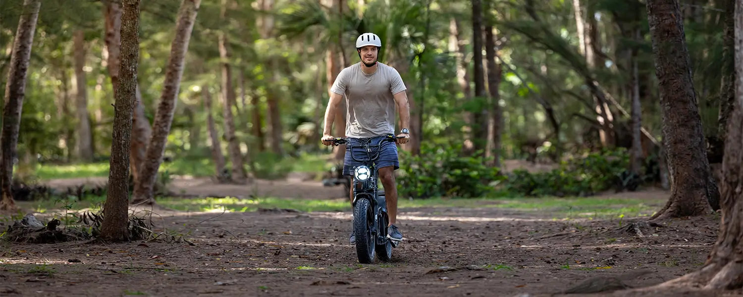 Kingbull Jumper Go full suspension e-bike in forest setting