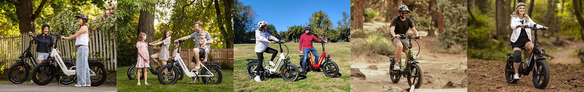 Different people riding Kingbull electric Ebike in various scenes