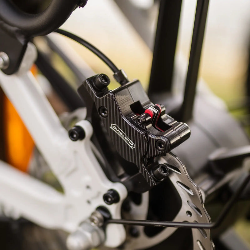 Close-up of hydraulic disc brake on Kingbull Literider 2.0 electric bike