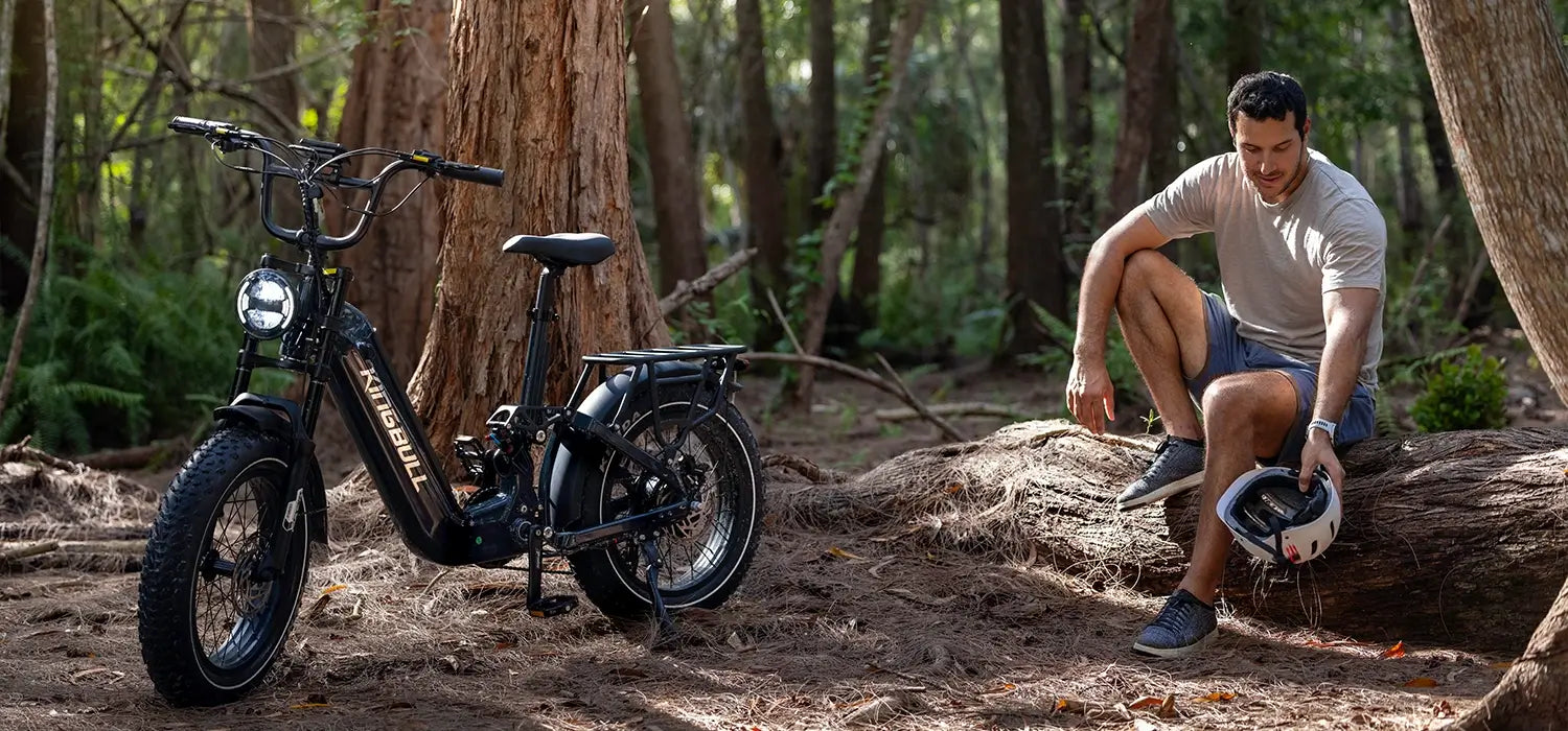 KIingbull Jumper Go full suspension e-bike in wooded
