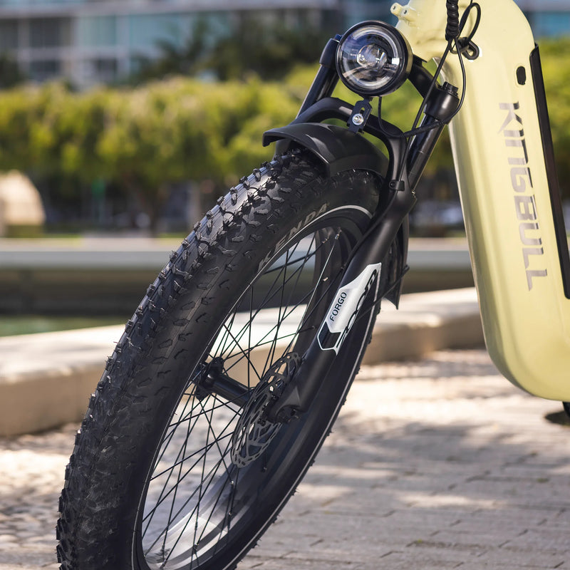 Kingbull Ebike Premium Step-Through Electric City Bike Trekker 26"X4.0" Kenda Tire Detailed showing