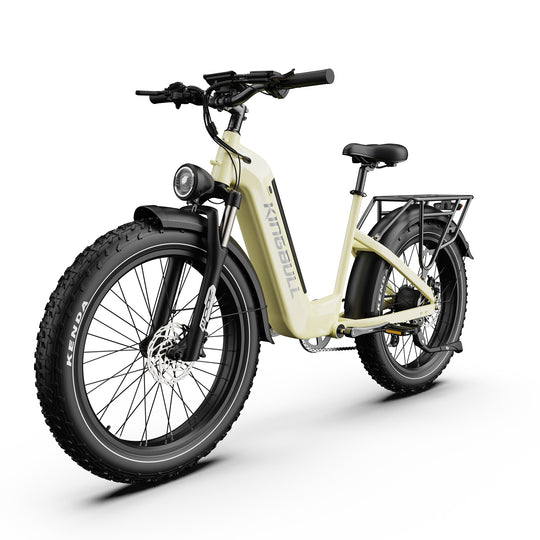 Kingbull Trekker electric city bike left side angle view highlighting step-through frame and components