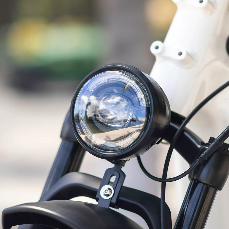 Kingbull Verve Long Range Fat Tire Folding Electric Bike Integrated 48V LED Lights Detailed showing