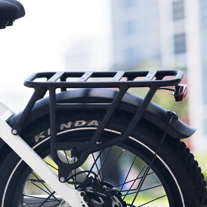 Kingbull Verve Long Range Fat Tire Folding Electric Bike Upgraded Rear Rack Details showing
