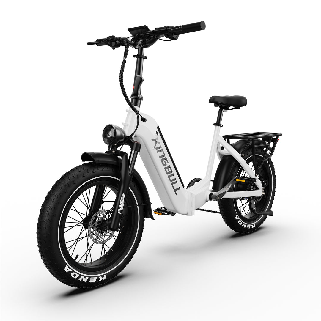 Kingbull Verve folding electric bike left side angle view highlighting fat tire and folding mechanism