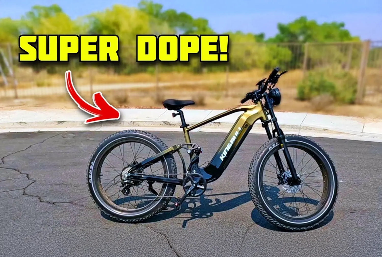 A black and gold off-road electric bike