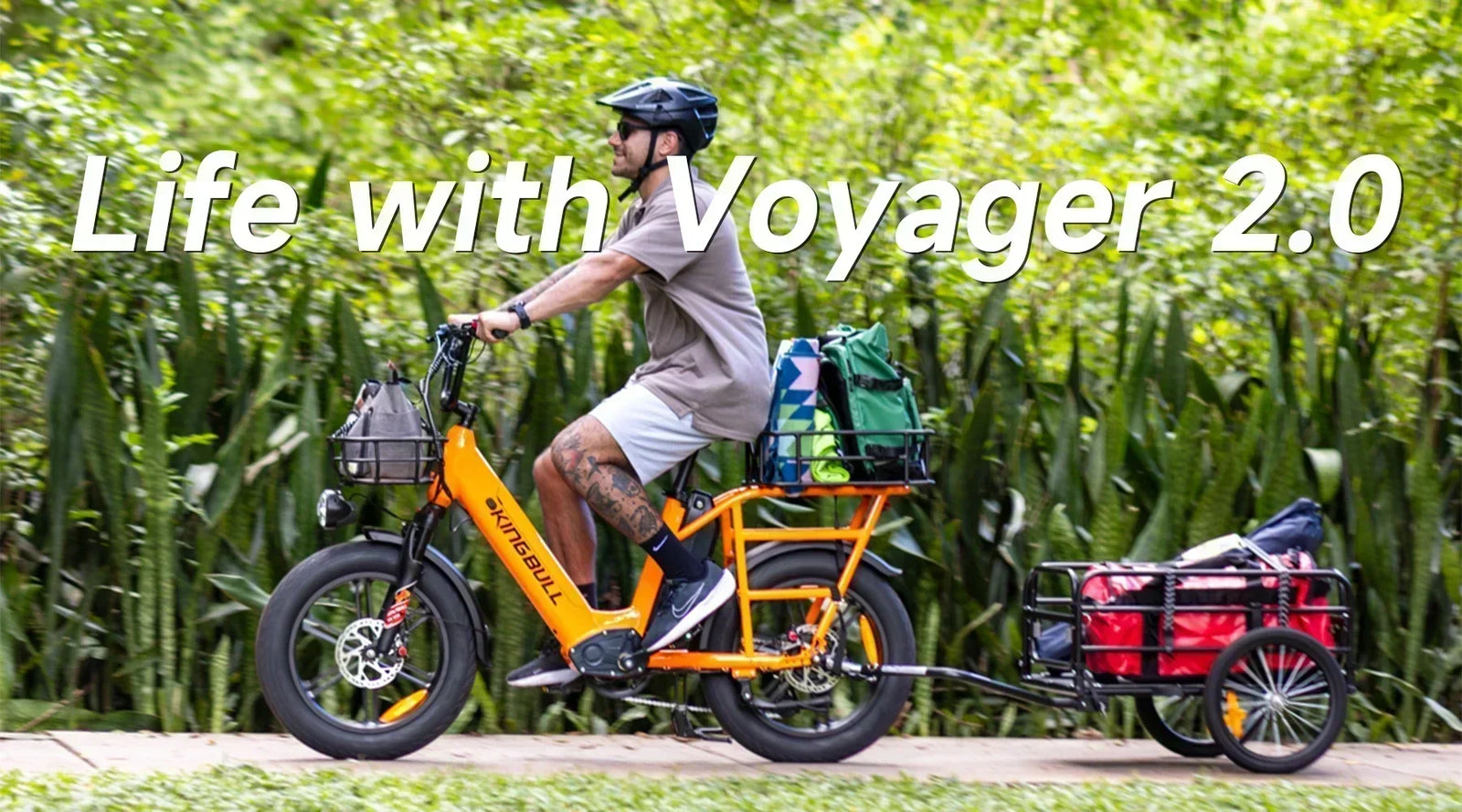 Kingbull Voyager 2.0 cargo e-bike with trailer for commuting, errands, and outdoor adventures