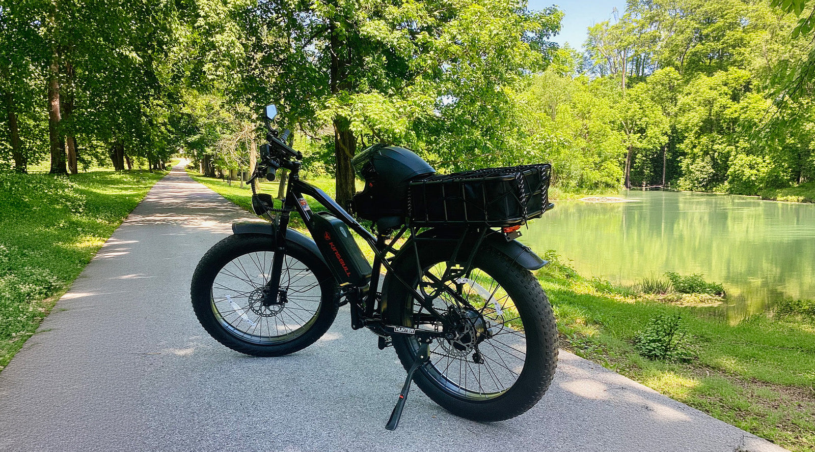 Kingbull Hunter 2.0S electric bike enjoying an outdoor ride in nature