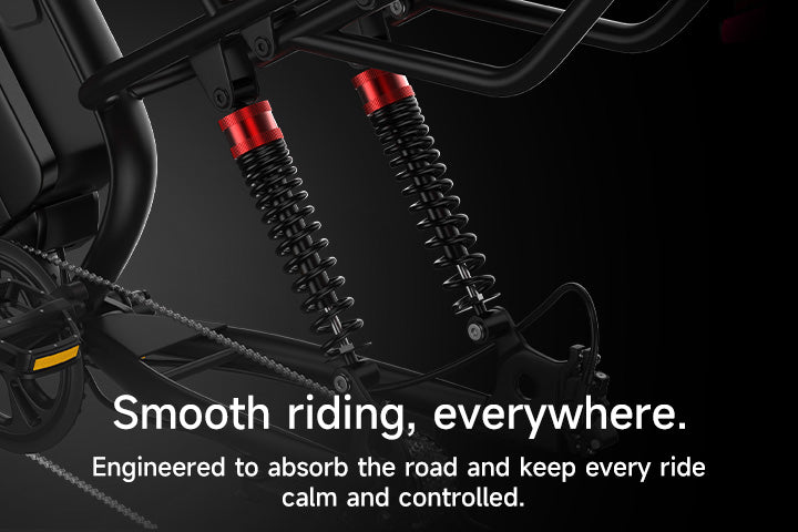 Kingbull Ranger electric bike dual shock absorbers - advanced suspension system for smooth comfortable riding