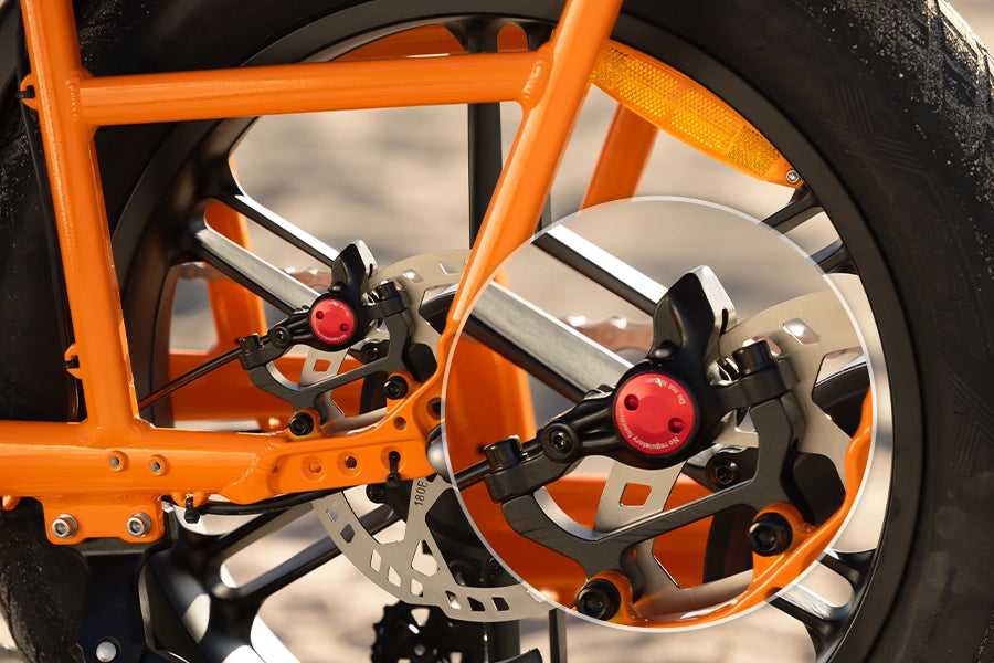 Close-up of brake parts for kingbull voyager2.0