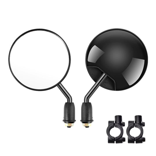 Pair of glossy black high-definition e-bike rearview mirrors with 8 mm mounts