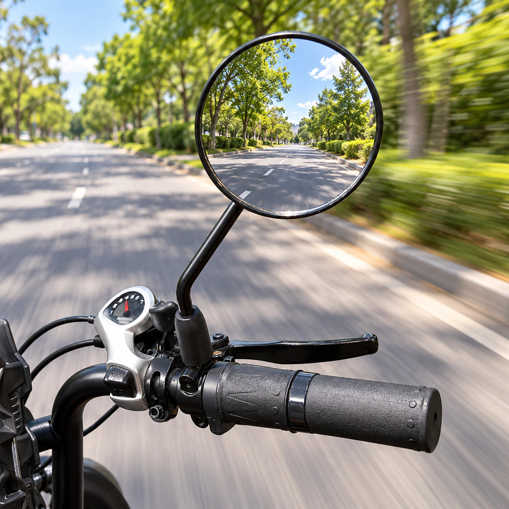 High-definition rearview mirror shown installed on an electric bike.