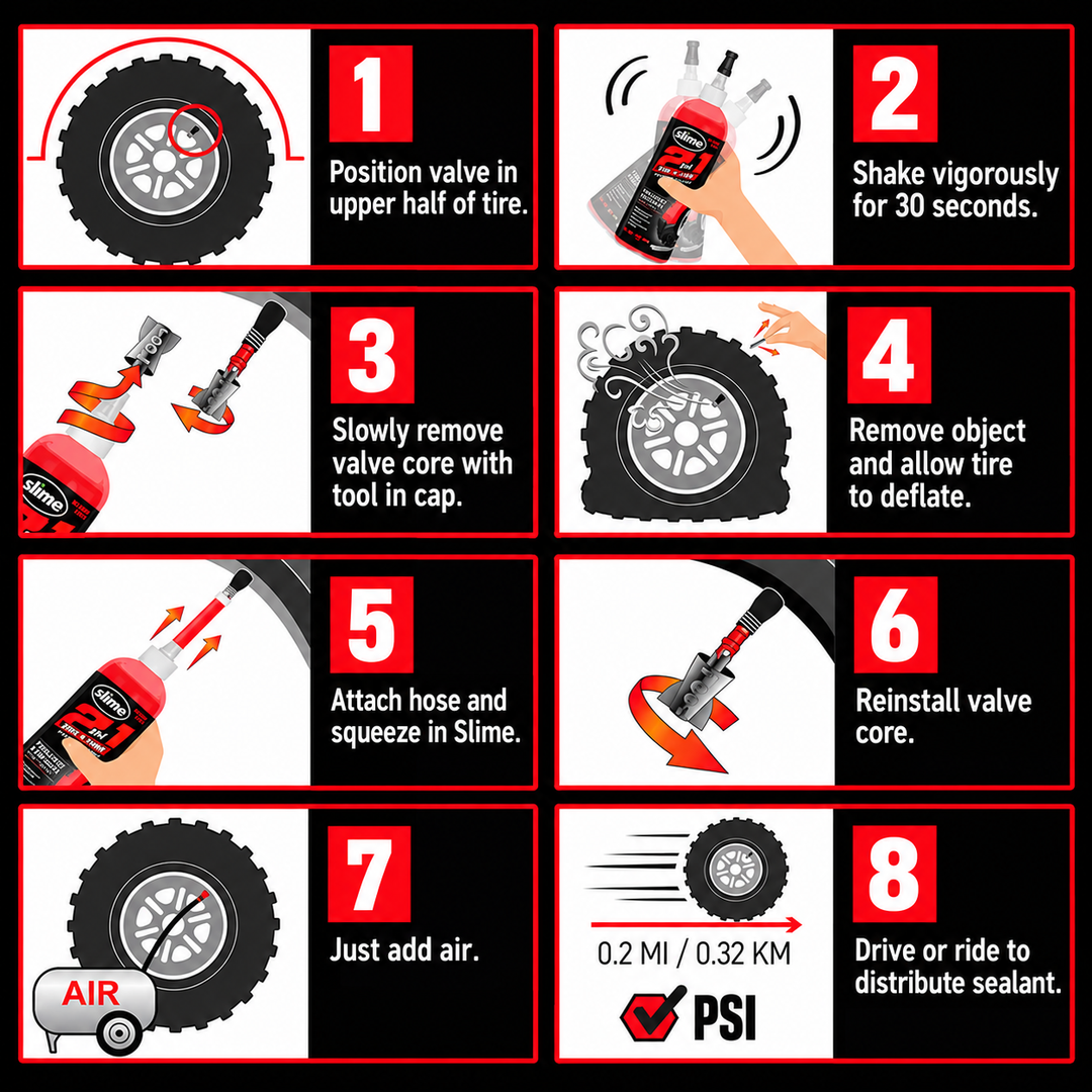 How to use Slime 10193 Tire & Tube Sealant