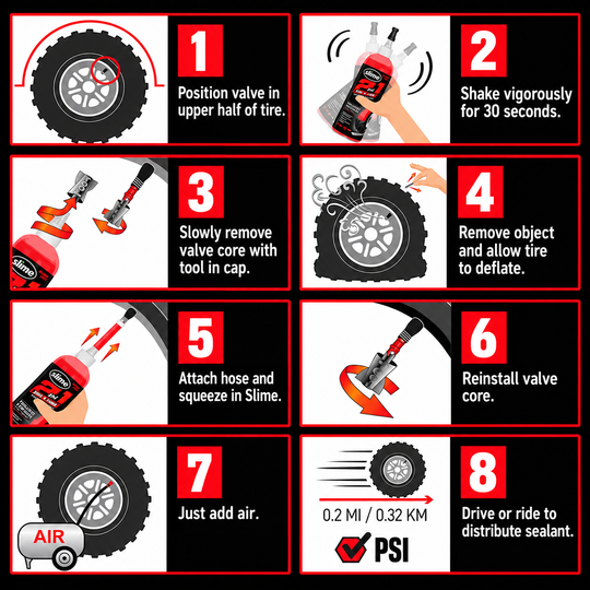 How to use Slime 10193 Tire & Tube Sealant