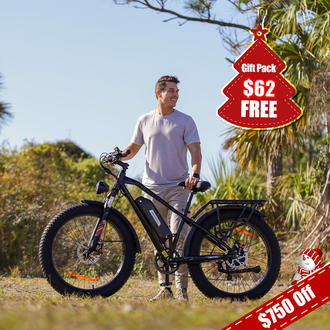 Kingbull Black Hunter2.0 Mountain Fat Tire Electric Bike - Save $750 Off + Free Cycling Accessories Gift Pack worth $62