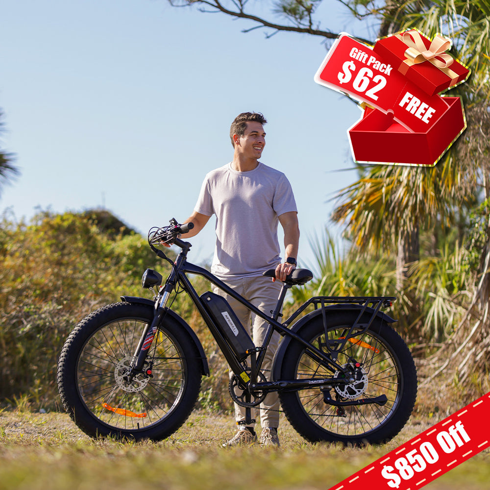 Kingbull Black Hunter2.0 Mountain Fat Tire Electric Bike - Save $850 Off + Free Cycling Accessories Gift Pack worth $62