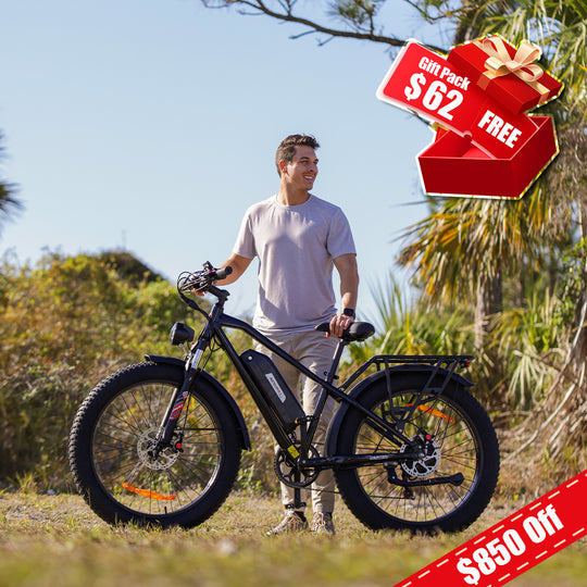 Kingbull Black Hunter2.0 Mountain Fat Tire Electric Bike - Save $850 Off + Free Cycling Accessories Gift Pack worth $62