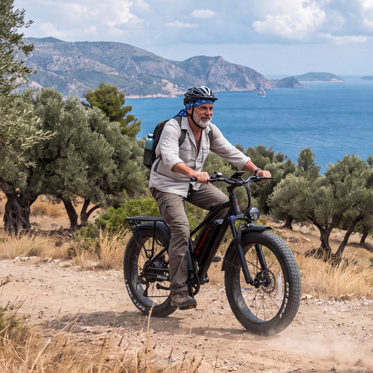Kingbull Hunter 2.0S electric mountain bike effortlessly climbing a rugged off-road dirt trail.