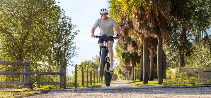 The man caught some air on his KINGBULL Trekker e-bike