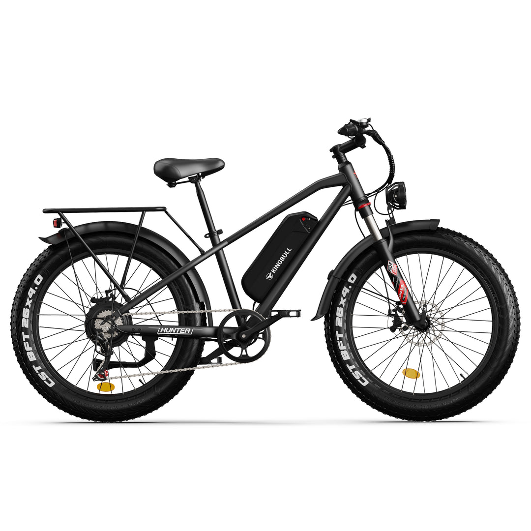 Kingbull Hunter black mountain electric bike full side view with fat tires