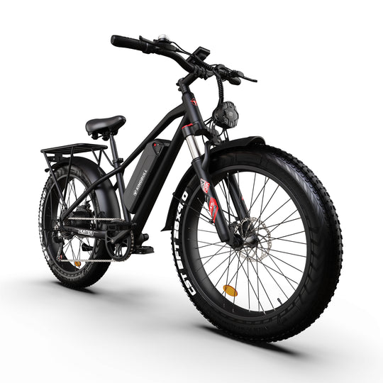 Kingbull Hunter black mountain electric bike right side angle view showing motor assembly