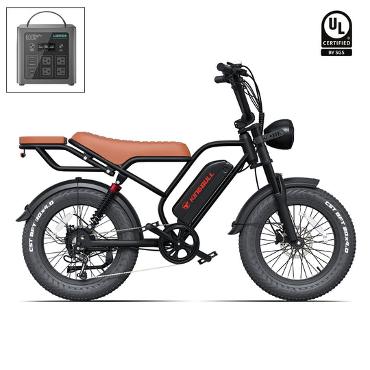Kingbull Ranger Vintage Fat tire E-bike and power station, Ranger with UL certified by SGS