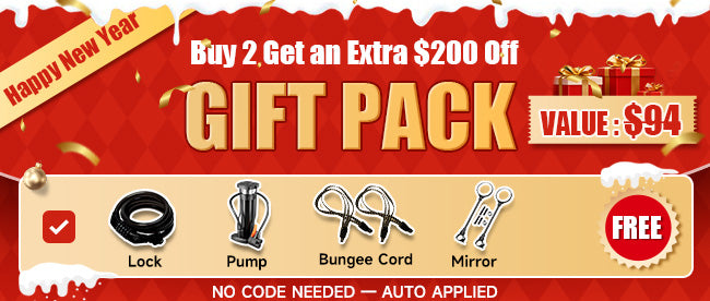 Kingbull electric bike New Year Sale - Buy 2 Get Extra $200 Off + Free Cycling Accessories Gift Pack worth $94