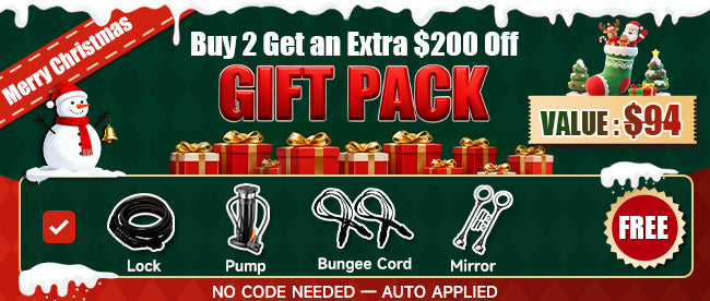 Kingbull electric bike Merry Christmas Sale - Buy 2 Get Extra $200 Off + Free Cycling Accessories Gift Pack worth $94