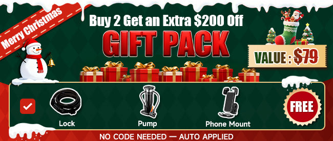Kingbull electric bike Merry Christmas Sale - Buy 2 Get Extra $200 Off + Free Cycling Accessories Gift Pack worth $79