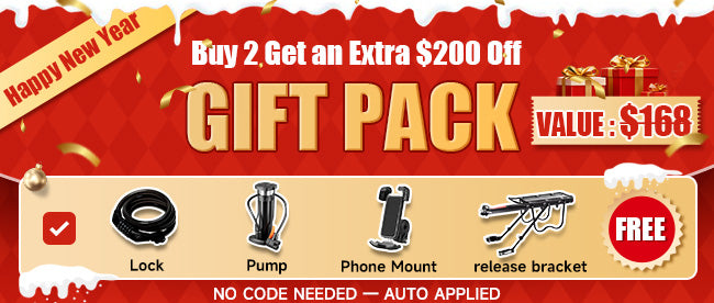 Kingbull electric bike New Year Sale - Buy 2 Get Extra $200 Off + Free Cycling Accessories Gift Pack worth $168